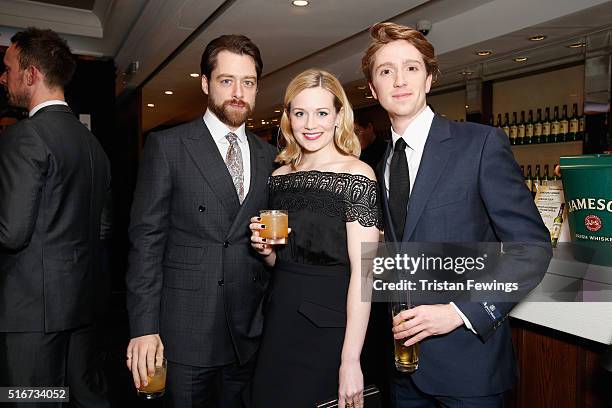 Richard Rankin, Cara Theobold and Luke Newberry attends the Jameson Empire Awards 2016 at The Grosvenor House Hotel on March 20, 2016 in London,...