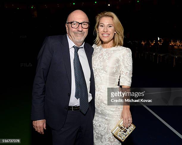 S Lorenzo Soria and Lilla Soria attend The Moet and Chandon Inaugural "Holding Court" Dinner at The 2016 BNP Paribas Open on March 19, 2016 in Indian...