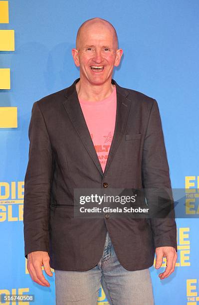 Michael Edwards alias Eddie the Eagle, during the 'Eddie the Eagle' premiere at Mathaeser Filmpalast on March 20, 2016 in Munich, Germany.