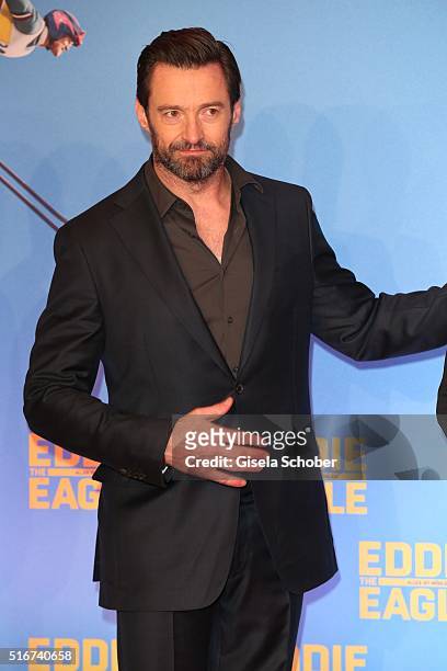 Hugh Jackman during the 'Eddie the Eagle' premiere at Mathaeser Filmpalast on March 20, 2016 in Munich, Germany.