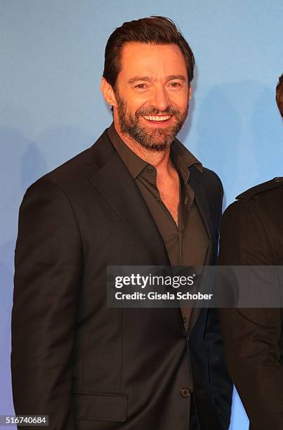 Hugh Jackman during the 'Eddie the Eagle' premiere at Mathaeser Filmpalast on March 20, 2016 in Munich, Germany.