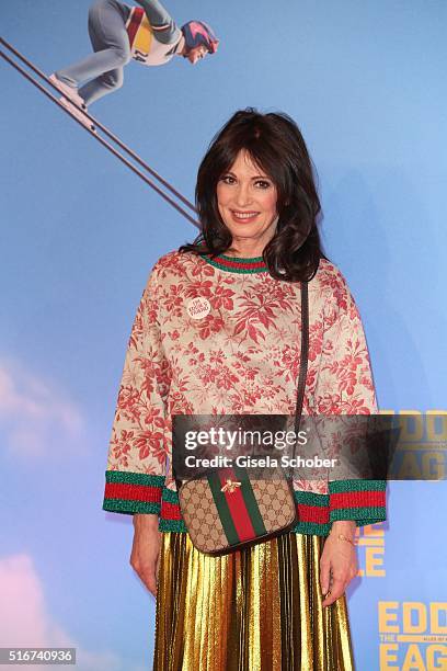 Iris Berben wearing Gucci during the 'Eddie the Eagle' premiere at Mathaeser Filmpalast on March 20, 2016 in Munich, Germany.