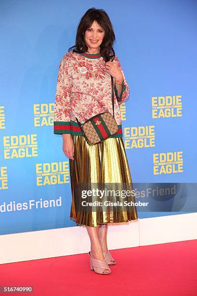 Iris Berben wearing Gucci during the 'Eddie the Eagle' premiere at Mathaeser Filmpalast on March 20, 2016 in Munich, Germany.