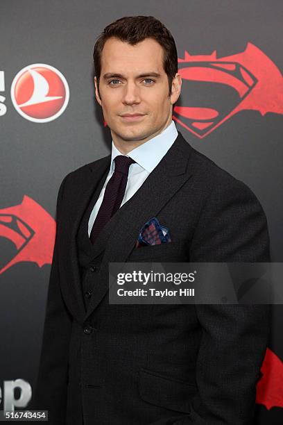 Henry Cavill attends the "Batman v. Superman: Dawn of Justice" premiere at Radio City Music Hall on March 20, 2016 in New York City.