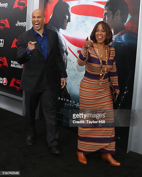 Gayle King and Senator Cory Booker, D-New Jersey, attends the "Batman v. Superman: Dawn of Justice" premiere at Radio City Music Hall on March 20,...