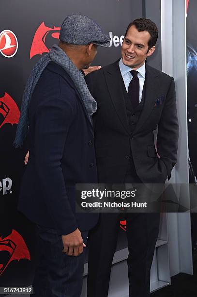 Actors Will Smith and Henry Cavill attend the "Batman V Superman: Dawn Of Justice" New York Premiere at Radio City Music Hall on March 20, 2016 in...