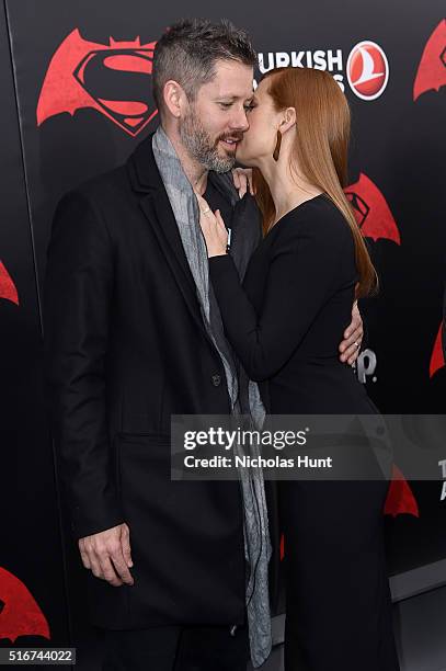 Actors Darren Le Gallo and Amy Adams attend the "Batman V Superman: Dawn Of Justice" New York Premiere at Radio City Music Hall on March 20, 2016 in...