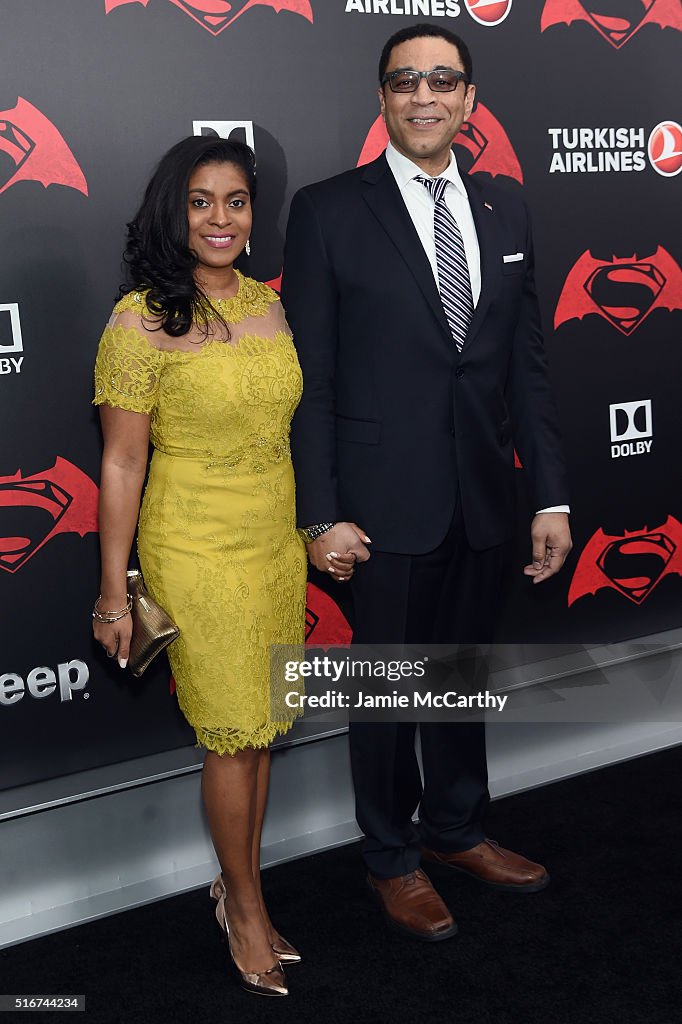 Djena Nichole Graves and Actor Harry Lennix attend the "Batman V