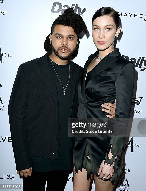 Singer The Weeknd and model Bella Hadid attend the Daily Front Row "Fashion Los Angeles Awards" at Sunset Tower Hotel on March 20, 2016 in West...