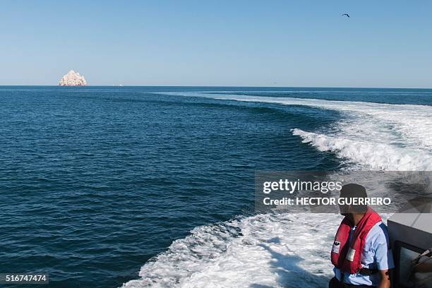 Mexican marines patrol the Cortes Sea in San Felipe, Baja California State, Mexico on March 17, 2016. The Mexican Navy is carrying out an operation...