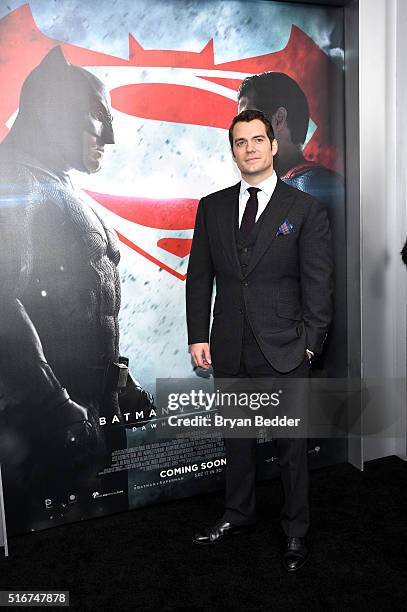 Actor Henry Cavill attends the launch of Bai Superteas at the Batman v Superman premiere on March 20, 2016 in New York City.