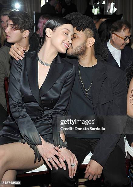 Model Bella Hadid and singer The Weeknd attend The Daily Front Row "Fashion Los Angeles Awards" 2016 at Sunset Tower Hotel on March 20, 2016 in West...