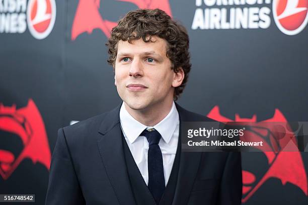 Actor Jesse Eisenberg attends the "Batman V Superman: Dawn Of Justice" New York premiere at Radio City Music Hall on March 20, 2016 in New York City.