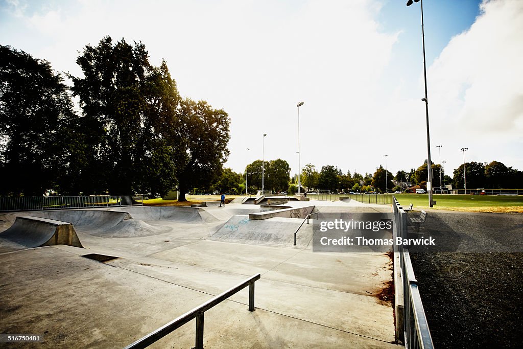 Early morning view of neighborhood skate park