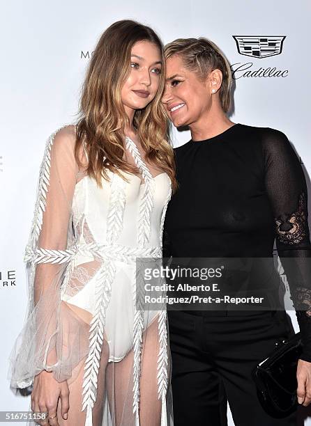 Model Gigi Hadid and TV personality Yolanda Hadid attend the Daily Front Row "Fashion Los Angeles Awards" at Sunset Tower Hotel on March 20, 2016 in...
