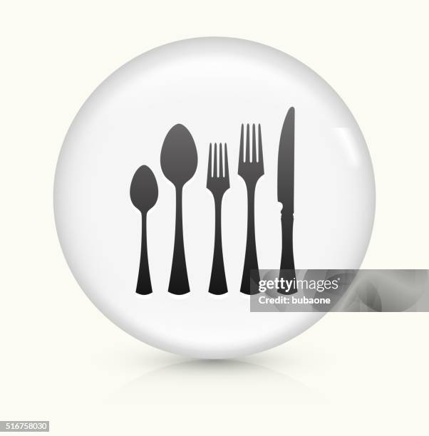 utensils icon on white round vector button - elegant table setting stock illustrations