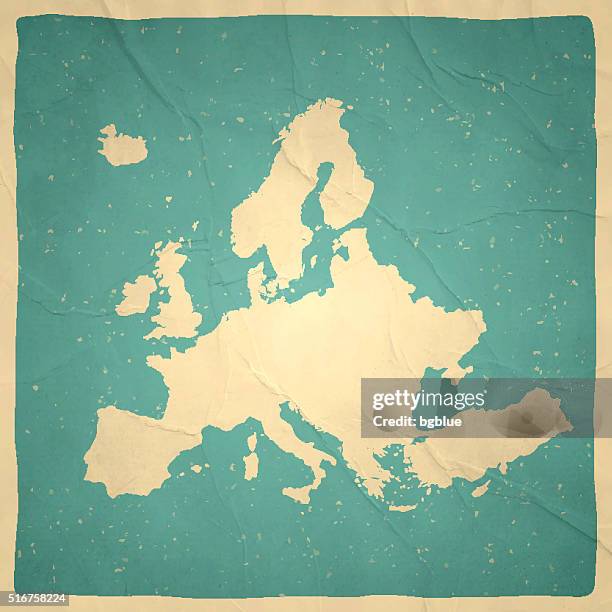 ilustraciones, imágenes clip art, dibujos animados e iconos de stock de antiguo mapa de europa-vintage papel textura - europeo