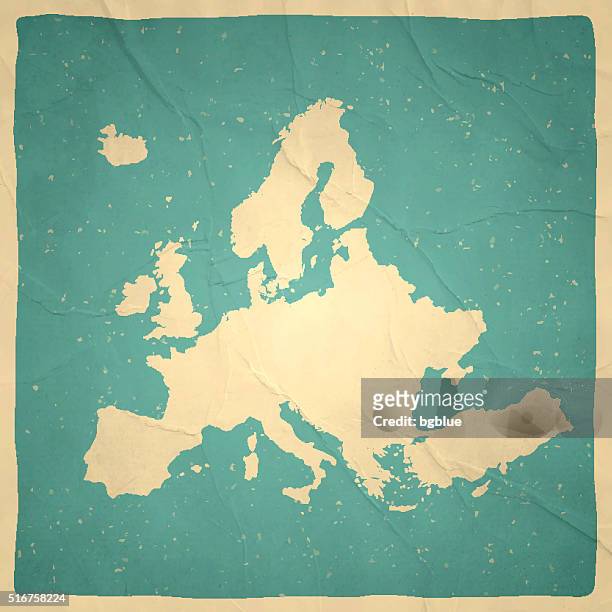 stockillustraties, clipart, cartoons en iconen met europe map on old paper - vintage texture - croatia