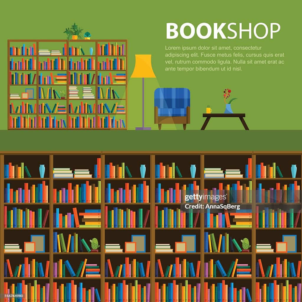 Book Store Pattern Library Bookstore Seamless Pattern With Books On Bookshelves High-Res ...