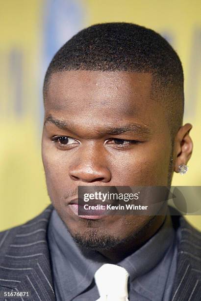 Rapper 50 Cent arrives at the 13th Annual BAFTA/LA Britannia Awards at the Beverly Hilton Hotel on November 4, 2004 in Beverly Hills, California.