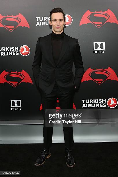 Actor Cory Michael Smith attends the "Batman v. Superman: Dawn of Justice" premiere at Radio City Music Hall on March 20, 2016 in New York City.