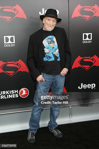 Graphic novelist Frank Miller attends the "Batman v. Superman: Dawn of Justice" premiere at Radio City Music Hall on March 20, 2016 in New York City.