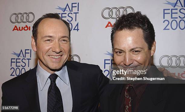 Actor Kevin Spacey and Bobby Darin's relative Dodd Darin attend the opening night of AFI Fest and the US Premiere of "Beyond The Sea" at the ArcLight...