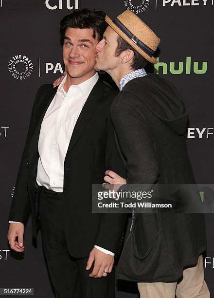 Finn Wittrock and Denis O'Hare attend The Paley Center For Media's 33rd Annual PaleyFest Los Angeles Closing Night Presentation of 'American Horror...