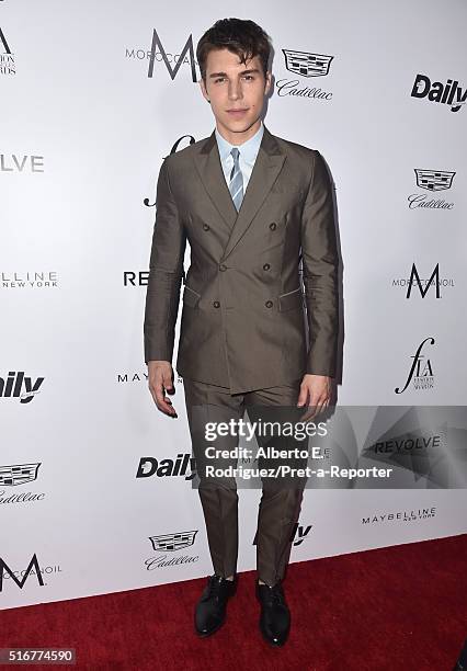 Actor Nolan Gerard Funk attends the Daily Front Row "Fashion Los Angeles Awards" at Sunset Tower Hotel on March 20, 2016 in West Hollywood,...