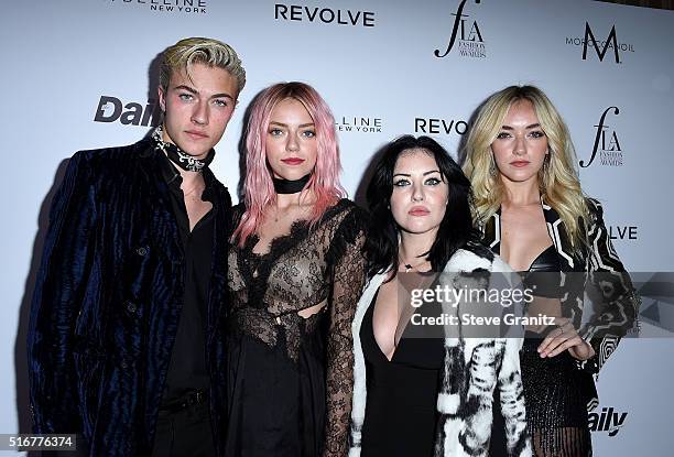 Models Lucky Blue Smith, Pyper America Smith, Starlie Smith and Daisy Clementine Smith attend the Daily Front Row "Fashion Los Angeles Awards" at...