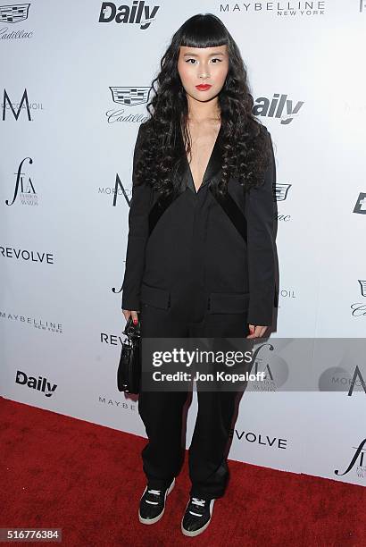 Asia Chow arrives at The Daily Front Row "Fashion Los Angeles Awards" 2016 at Sunset Tower Hotel on March 20, 2016 in West Hollywood, California.
