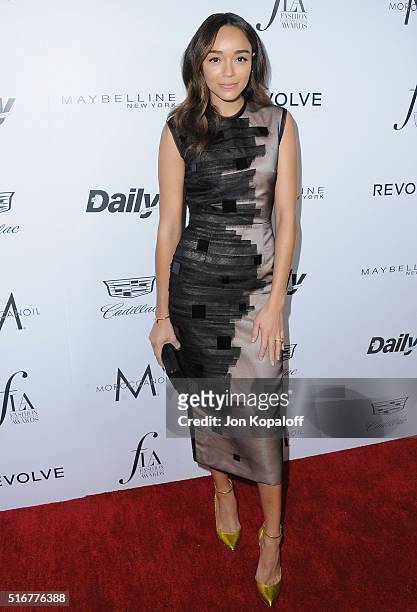 Actress Ashley Madekwe arrives at The Daily Front Row "Fashion Los Angeles Awards" 2016 at Sunset Tower Hotel on March 20, 2016 in West Hollywood,...
