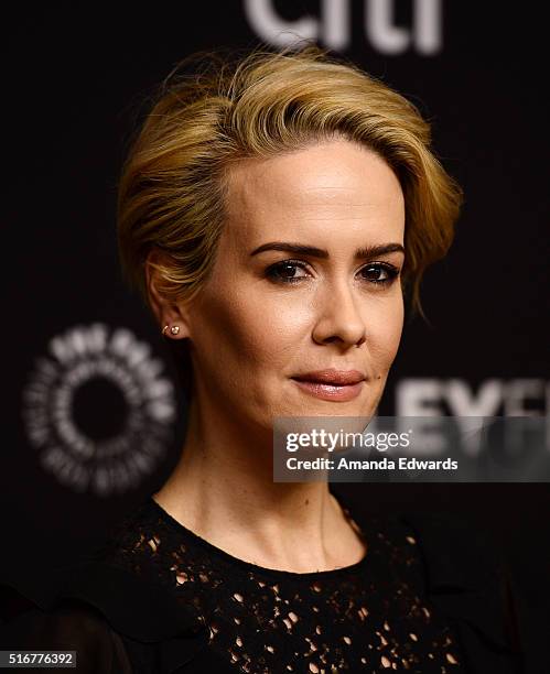 Actress Sarah Paulson arrives at The Paley Center For Media's 33rd Annual PaleyFest Los Angeles Closing Night Presentation of "American Horror Story:...