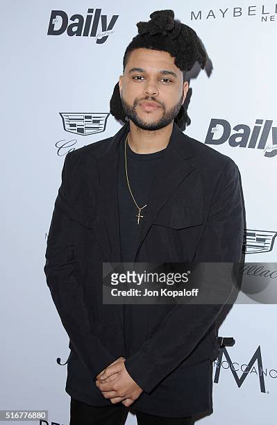 Singer The Weeknd arrives at The Daily Front Row "Fashion Los Angeles Awards" 2016 at Sunset Tower Hotel on March 20, 2016 in West Hollywood,...