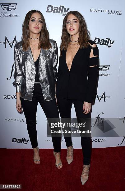 Internet personalities Sama Abu Khadra and Haya Abu Khadra attend the Daily Front Row "Fashion Los Angeles Awards" at Sunset Tower Hotel on March 20,...