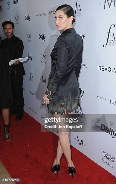 Model Bella Hadid arrives at The Daily Front Row "Fashion Los Angeles Awards" 2016 at Sunset Tower Hotel on March 20, 2016 in West Hollywood,...