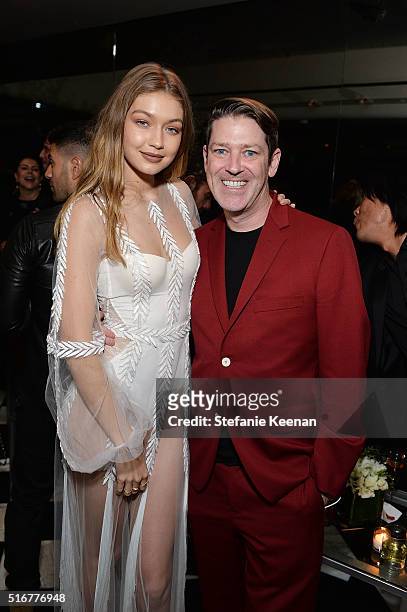 Model Gigi Hadid and Eddie Roche attend The Daily Front Row Fashion Los Angeles Awards Private Dinner Hosted By Eva Chow And Carine Roitfeld at Mr...
