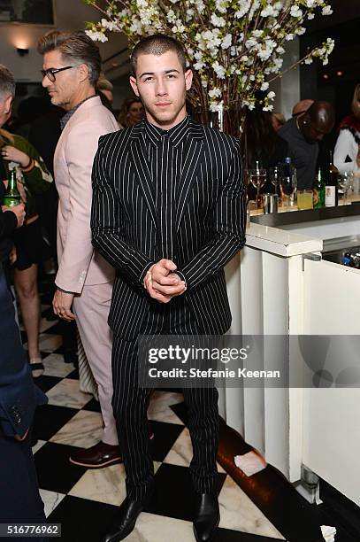 Nick Jonas attends The Daily Front Row Fashion Los Angeles Awards Private Dinner Hosted By Eva Chow And Carine Roitfeld at Mr Chow on March 20, 2016...