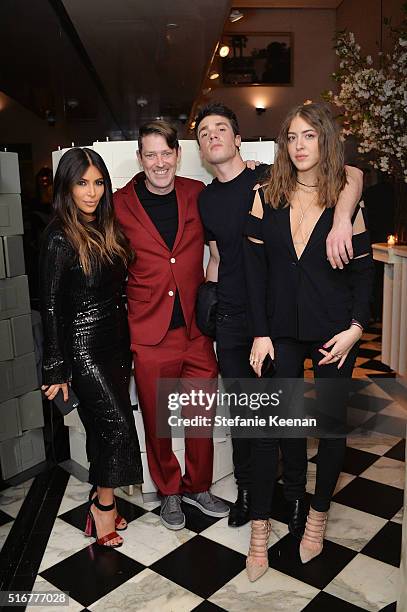 Kim Kardashian West, Eddie Roche, Remi Barbier and Sama Khadra attend The Daily Front Row Fashion Los Angeles Awards Private Dinner Hosted By Eva...