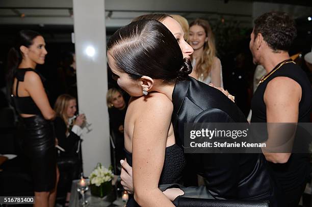 Jennifer Meyer and Bella Hadid attend The Daily Front Row Fashion Los Angeles Awards Private Dinner Hosted By Eva Chow And Carine Roitfeld at Mr Chow...