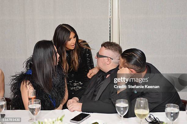 Eva Chow, Kim Kardashian West, Alber Elbaz and Alex Koo attend The Daily Front Row Fashion Los Angeles Awards Private Dinner Hosted By Eva Chow And...