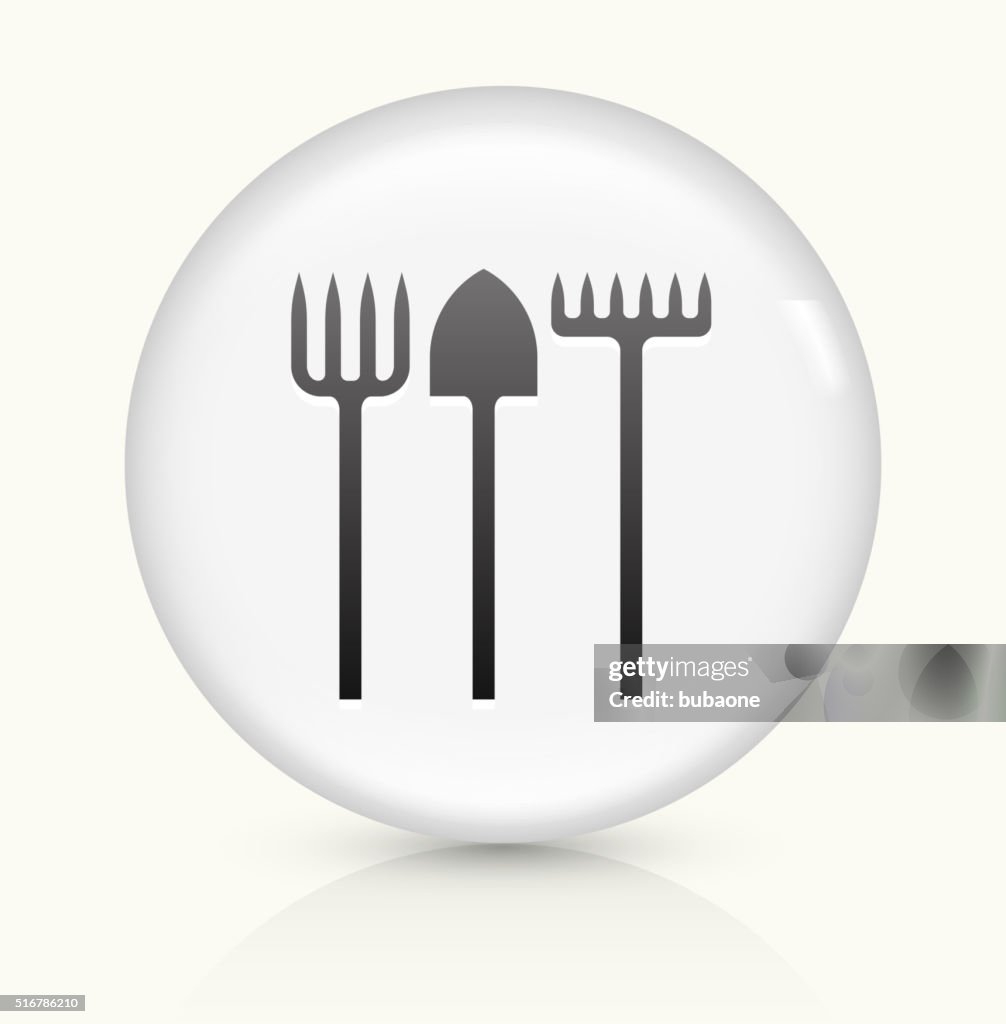 Farming Utensils icon on white round vector button