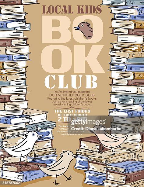 illustrations, cliparts, dessins animés et icônes de livre club pour enfants vif modèle de l'affiche - salon du livre
