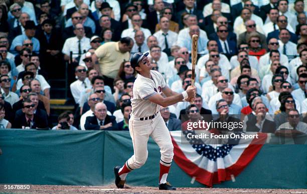 Ken Harrelson the first baseman for the Boston Red Sox at bat during the World Series against the St. Louis Cardinals at Fenway Park on October 1967...