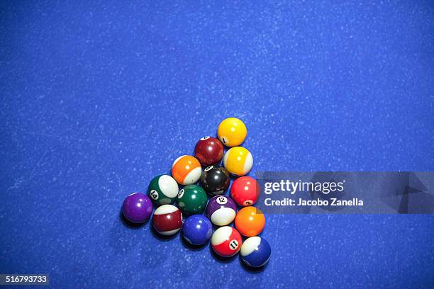 pool balls forming a triangle - pool table above stock pictures, royalty-free photos & images