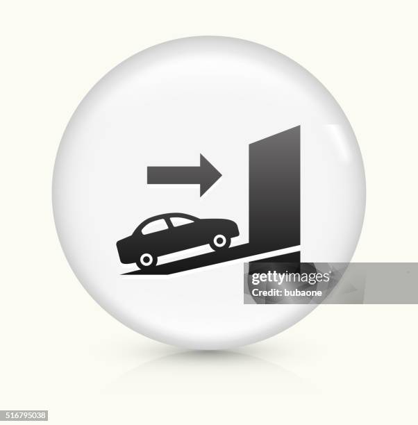 shipping car icon on white round vector button - loading dock stock illustrations