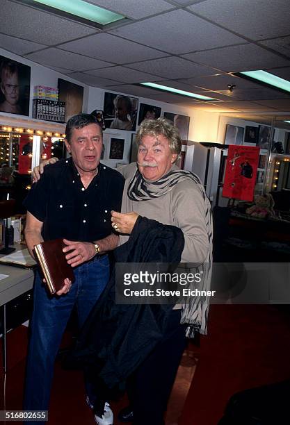 Jerry Lewis and Rip Taylor backstage at Damn Yankees at Mariot Marquee, New York, April 12, 1995.