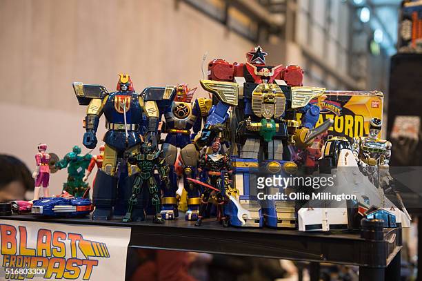 Merchandise for sale on the 2nd day of Comic Con 2016 on March 20, 2016 in Birmingham, United Kingdom.