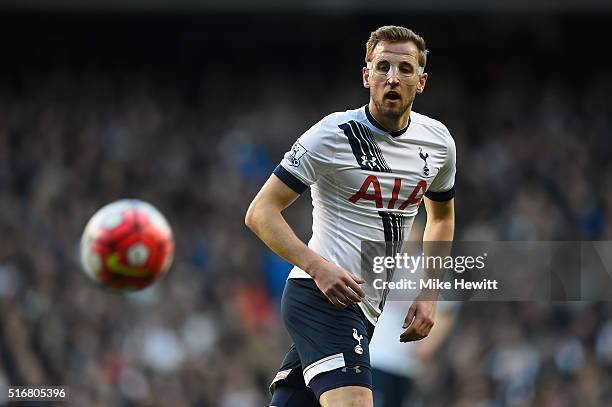 Harry Kane of Tottenham in action during the Barclays Premier League match between Tottenham Hotspur and A.F.C. Bournemouth at White Hart Lane on...