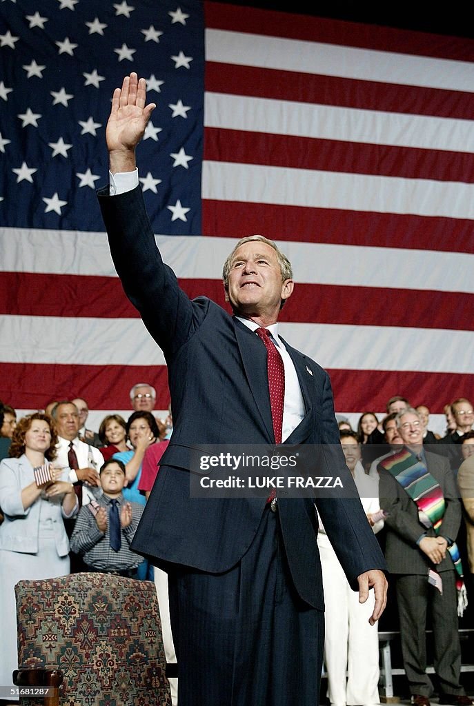 US President George W. Bush attends a rally at New